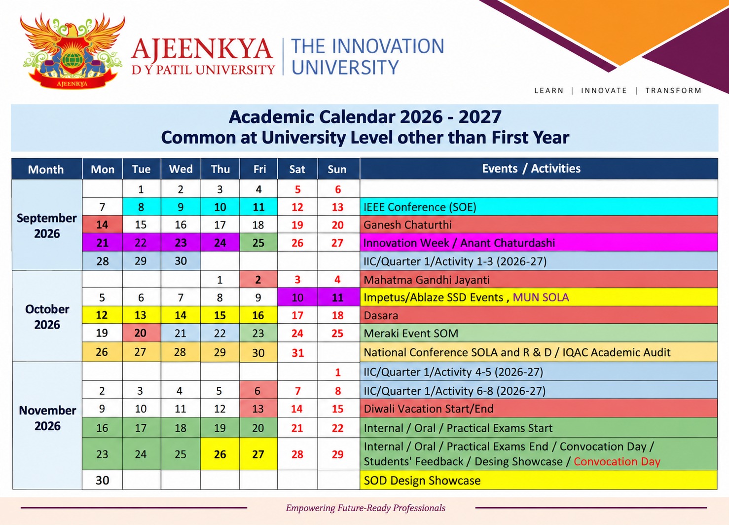 Upcoming Schedule